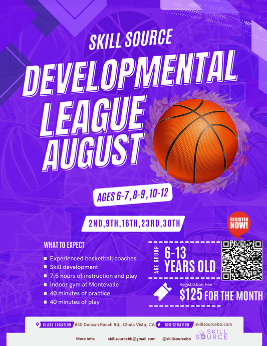 Skill Source Sunday Developmental Basketball League (Ages 10-13) [August] 12:00pm (5 SESSIONS)